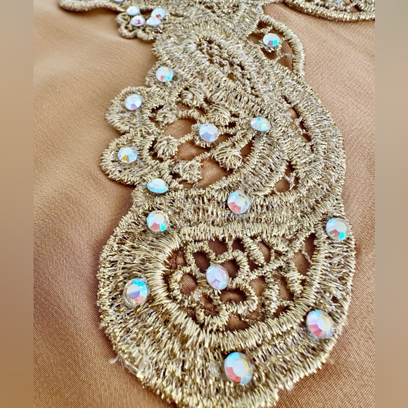 Luxury Silk Mini Tunic Dress with Crystals and gold embroidery , Handmade S-M - Picture 6 of 17